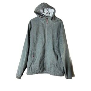 Marino Bay Mens Heather Grey Hooded Windbreaker‎ Full Zip Rain Jacket Shell
